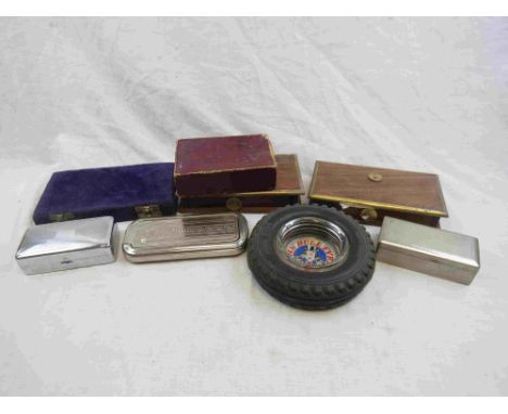 John Bull Tyres advertising ash tray, a vintage hair clipper, three cased sets of stamp scales etc 