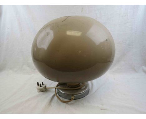 Retro chrome table lamp with mushroom shaped plastic shade together with a retro chrome standard lamp with mushroom shaped pl