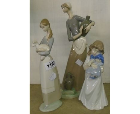 Two Lladro figures and a Nao - all boxed