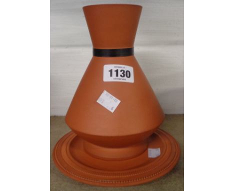 A Torquay Terracotta Co. Christopher Dresser flask and stand