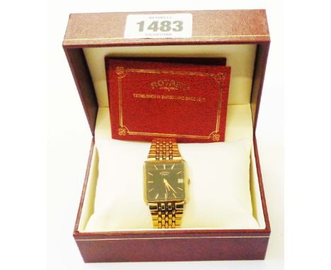 A boxed Rotary gentleman's gold plated cased dress wristwatch with paperwork and outer card box - sold with a Precimax automa