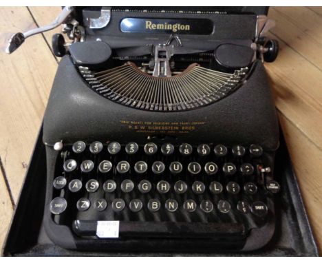 A mid 20th Century Remington typewriter Model 5 - bearing retailer's label for R. &amp; W. Silberstein Bros. Jerusalem, Tel A