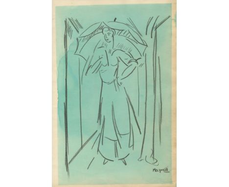 Artist: Alberto Magnelli (Italian, 1888 - 1971). Title: "Signora con Ombrello". Medium: Watercolor and pencil drawing. Date: 