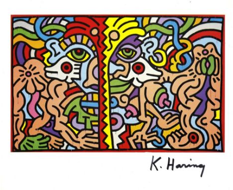 Artist: Keith Haring (American, 1958 - 1990). Title: "Dolphin Man [Untitled 1985]". Medium: Color offset lithograph. Date: Co