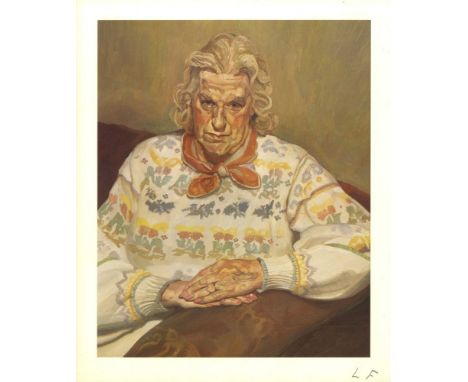 Artist: Lucian Freud (German/English, 1922-2011). Title: "Woman in a Butterfly Jersey". Medium: Color offset lithograph. Date
