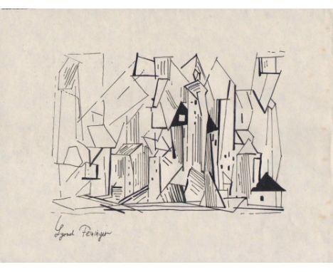 Artist: Lyonel Feininger (German/American, 1871-1956). Title: "Die Architektur". Medium: Pen &amp; ink drawing on paper. Date