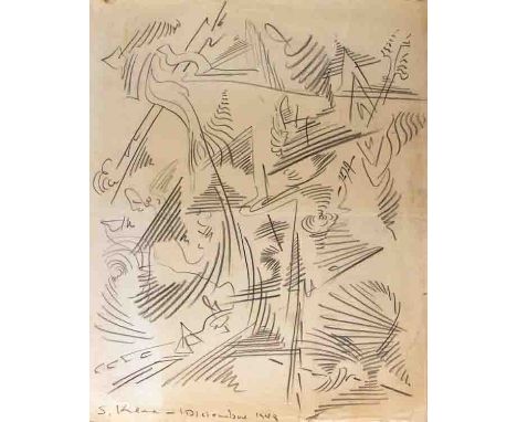Artist: Jaled Muyaes (Chilean/Mexican, 1921 - 2007). Title: "Untitled". Medium: Pencil drawing. Date: Composed 1948. Dimensio