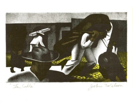 Artist: John Wilson (American, 1922-2015). Title: "La Calle". Medium: Original color lithograph. Date: Composed 1951. Printed
