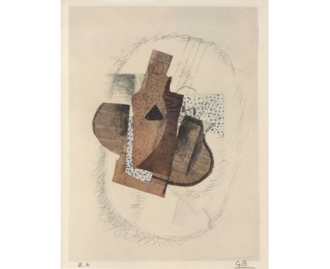 Artist: Georges Braque (French, 1882 - 1963). Title: "Composition". Medium: Original color collotype. Date: Composed 1914. Pr