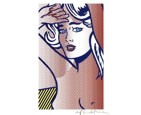 Artist: Roy Lichtenstein (American, 1923-1997). Title: "Nude with Blue Hair, State I". Medium: Color relief print. Date: Comp