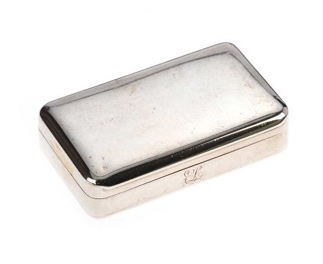 SILVER SNUFF BOX WITH A GILT INTERIOR, BIRMINGHAM 1802MAKER: JOHN SHAW WIDTH: 2.5 INCHES DEPTH: 1.5 INCHES HEIGHT: 0.5 INCHES