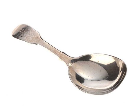 SILVER TEA CADDY SPOON, LONDON 1827 MAKER: UNKNOWN LENGTH: 4 INCHES 