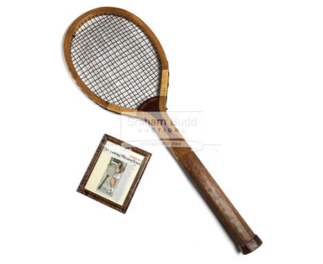 Giant over-sized tennis racquet by Greaves & Thomas circa 1980s,in the style of an early 20th century convex wedge racquet ir