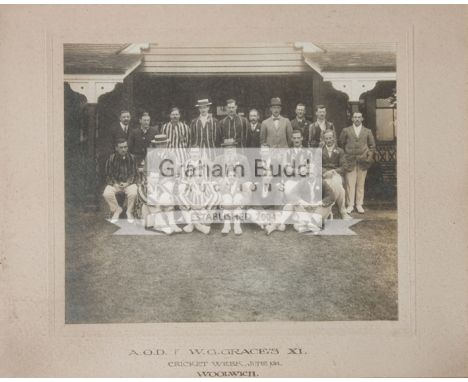 A period photograph of the A.O.D. and W.G. Grace XI cricket teams taken during cricket week at Woolwich in June 1914,9 by 11i