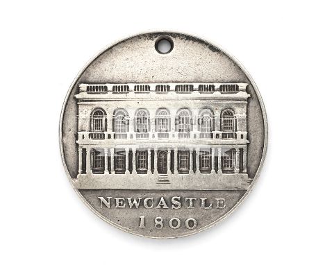 A silver pass for the grandstand at Newcastle racecourse dated 1800 and issued to Charles William Bigge Esq,view of the grand