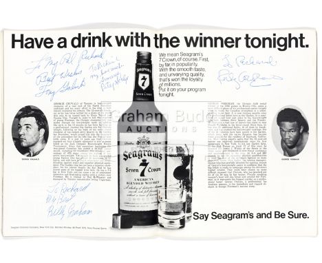 Autographed Boxing Programme from the Madison Square Garden Fight between George Chuvalo v George Foreman on 4th August 1970,