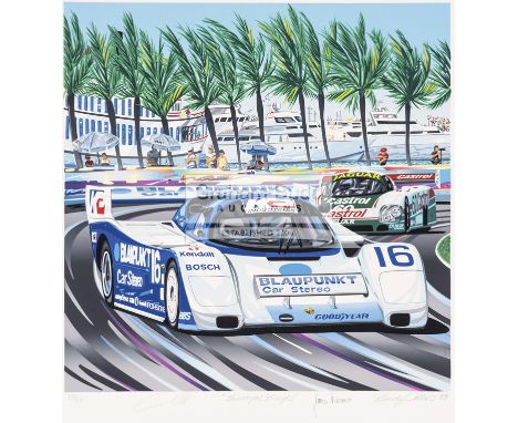 1988 Miami Grand Prix print and poster after Randy Owens,a limited edition serigraph of the original artwork titled 'Biscayne