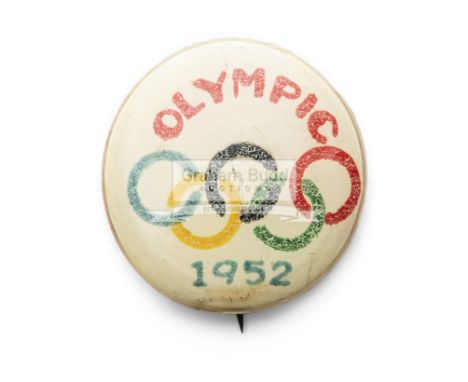 Helsinki 1952 Olympic games Japanese NOC button pin,Olympic rings and inscribed OLYMPIC, 1952