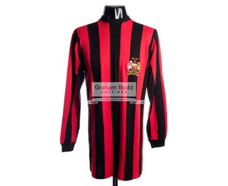 Alan Oakes red & black striped Manchester City No.6 1969 F.A. Cup Final jersey,long-sleeved unworn spare, inscribed above & b