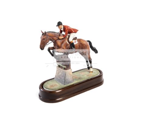 A Limited Edition Royal Worcester Lt. Co. H. M. Llewellyn C.B.E. and Foxhunter porcelain figural group, by Doris Lindner, cir