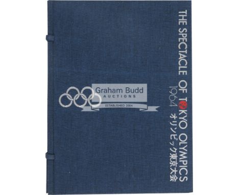 A Spectacle of Tokyo Olympics 1964 Japan Olympic Games Souvenir Book, the green bound volume, in a blue case with silver writ
