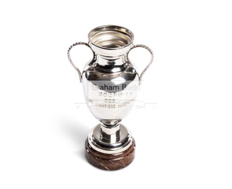 A miniature replica Real Madrid 1956 European Cup Trophy,the silver-plated miniature replica of the European Cup Trophy made 