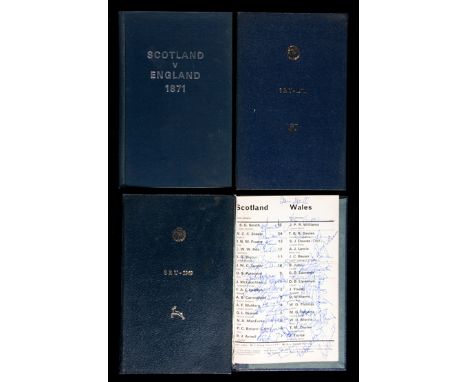 A collection of 12 autographed Scotland rugby union international match programmes,including six S.R.U. VIP editions bound in