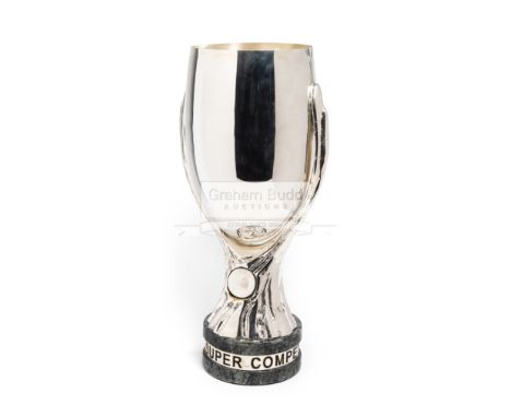 UEFA Super Cup Competition replica trophy, circa pre 2006the silver-plated ovoid cup, with a partial twisted base and circula