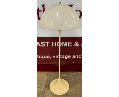 A Danish Louis Poulsen Panthella white laminate floor standing lamp, designed by Verner Panton