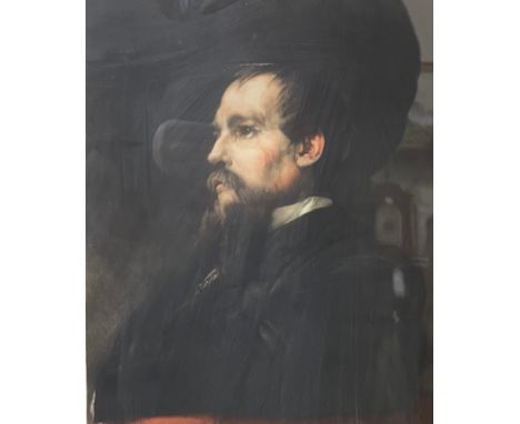 After Frederick Leighton, portrait of Sir Richard Francis Burton, signed, mezzotint, framed