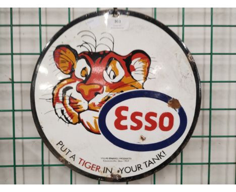 An enamelled circular Esso advertising sign 