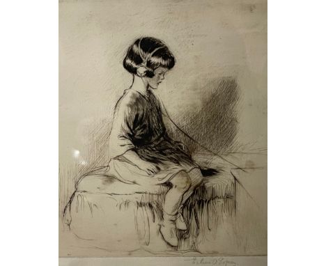 Eileen Alice Soper (English 1905-1990) Children Hour, signed etching, framed