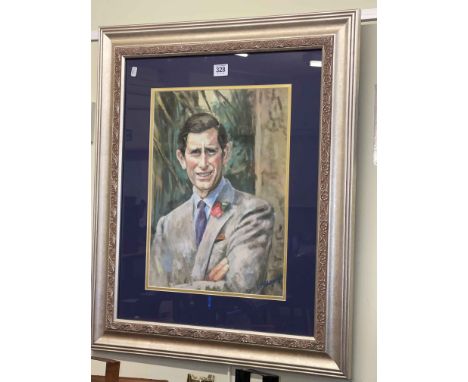 PM Slazenger, Portrait of Prince Charles, oil on board, signed lower right, 39cm by 29cm, in glazed frame.