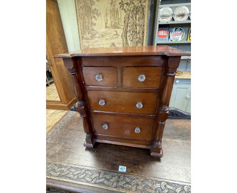 Victorian mahogany miniature four drawer scotch chest, 47.5cm by 41.5cm by 29cm.