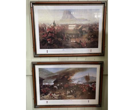 Pair framed prints 'The Battle of Isandhlwana' and 'The Defence of Rorke's Drift'.
