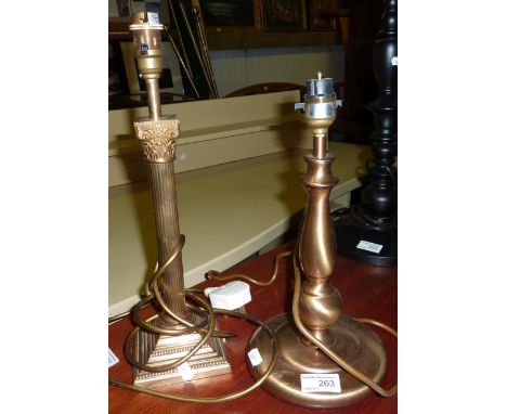 Brass column table lamp and 1 other