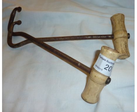 Pair of bone handled boot pulls
