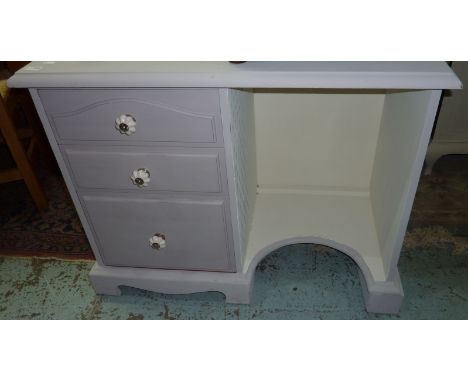 Painted single pedestal desk with 3 drawers