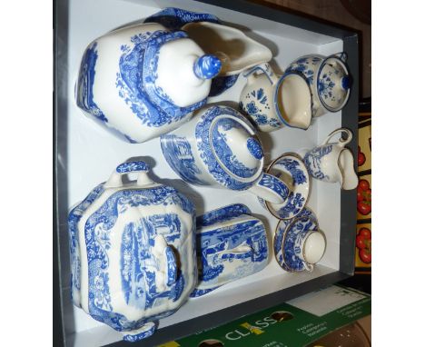 Selection of miniature blue and white inc Spode, Coalport etc