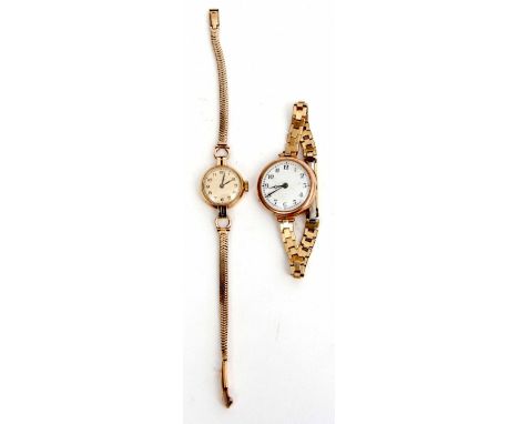 Mixed Lot: comprising an unsigned 9ct gold ladies dress watch with jewelled movement, silvered Arabic dial in a circular case