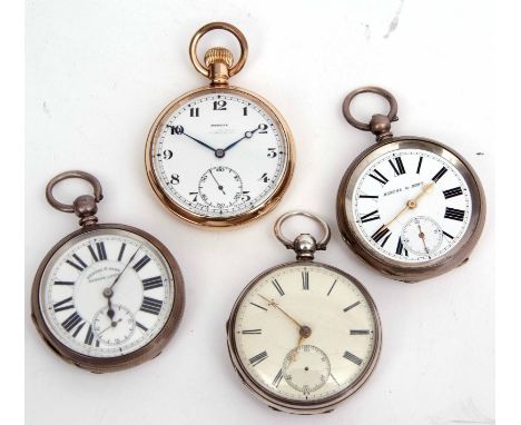 Mixed Lot: comprising a late 19th century silver cased open face lever watch, frosted gilt movement with engraved cock, bi-me