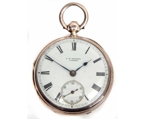 Last quarter of 19th century silver cased open face lever fob watch, J W Benson - 58 &amp; 60 Ludgate Hill, London, to HRH Th
