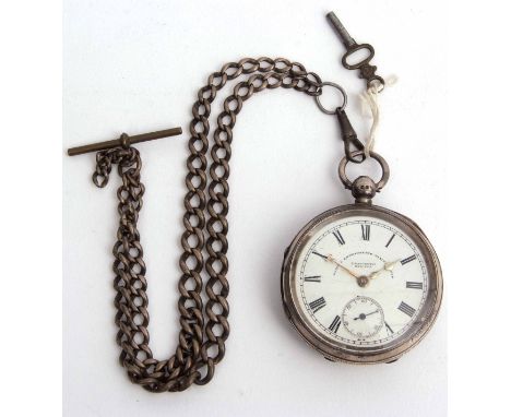 Late 19th century silver cased open face lever watch, T Fattorini - Skipton, No 313843, the frosted and gilt movement with bi