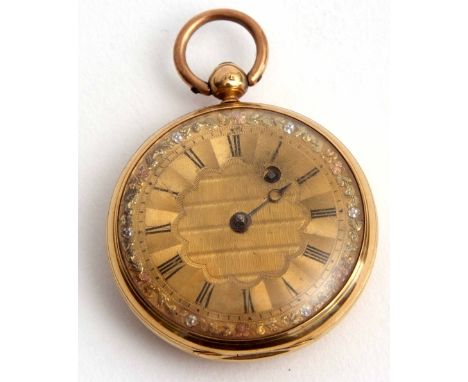 Second quarter of 19th century 18ct gold lever fob watch, G &amp; W E Etheridge - Norwich, No 1295, the frosted gilt and jewe