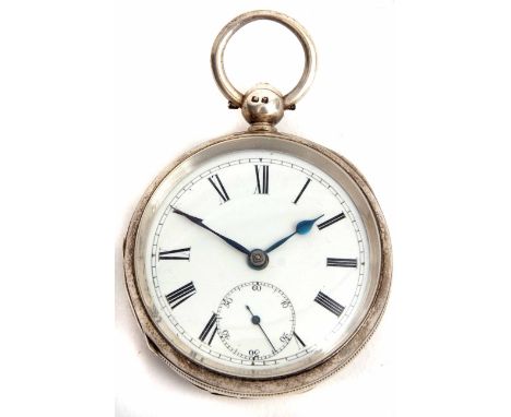 Late 19th century silver cased open face lever watch, 320122, the frosted and gilt movement with blued steel screws, bi-metal