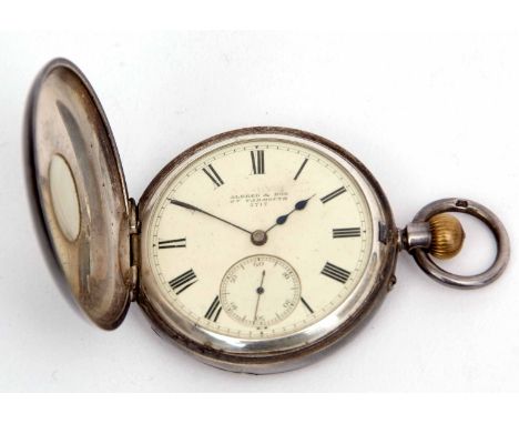 Late 19th century silver cased half hunter keyless lever watch, Aldred &amp; Son - Great Yarmouth, 5717, 123545, the frosted 