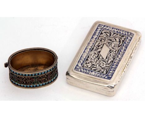Mixed Lot: comprising a 19th century former Austro-Hungarian snuff box of rectangular form with hinged cover and enamelled de
