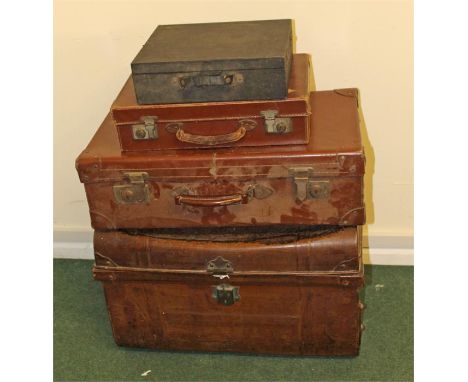 Metal trunk with three small cases