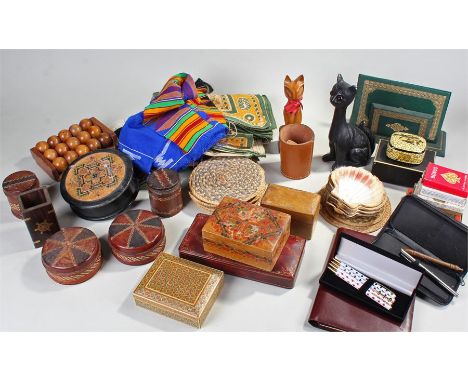 Mixed lot to include gaming implements, playing cards, leather effect dice cup and counters (qty)