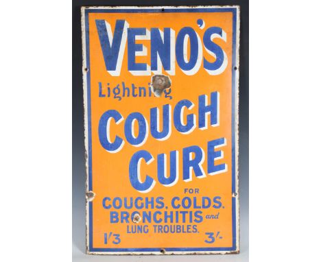 A Veno's Lightning Cough Cure enamel advertising sign, 61cm x 38cm.Buyer’s Premium 29.4% (including VAT @ 20%) of the hammer 